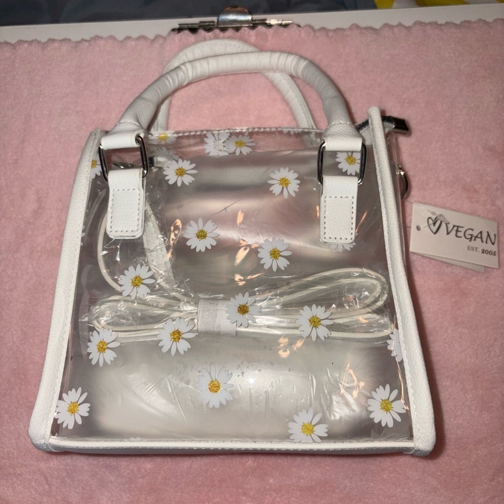 White Floral Transparent Handbag